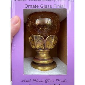 Menagerie Collection Ornate Glass Finial Artichoke Crackle Ball Gold Finish